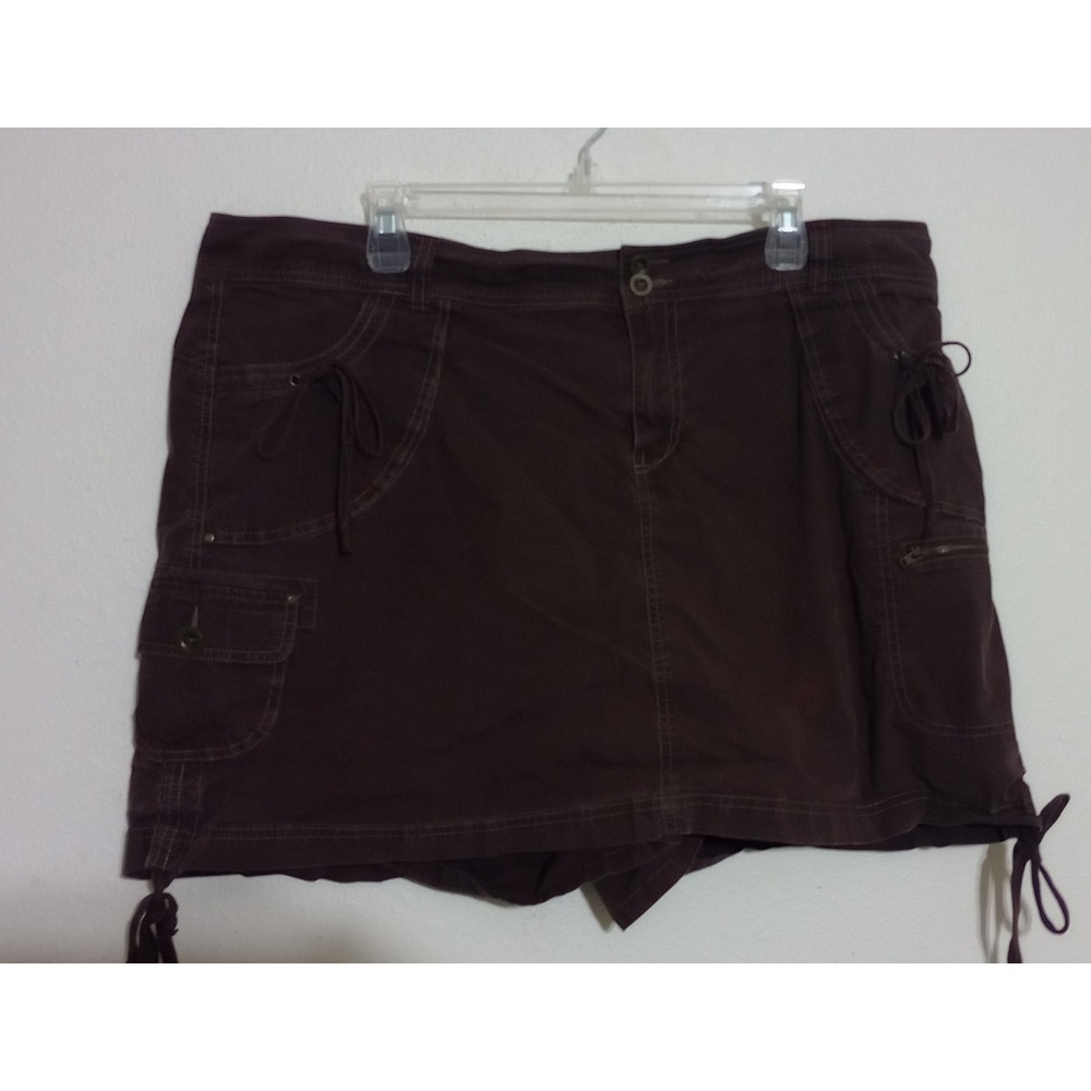 Lane Bryant Women Brown Cargo Skort Stretch Cotton Utility Mini Skirt Size 20